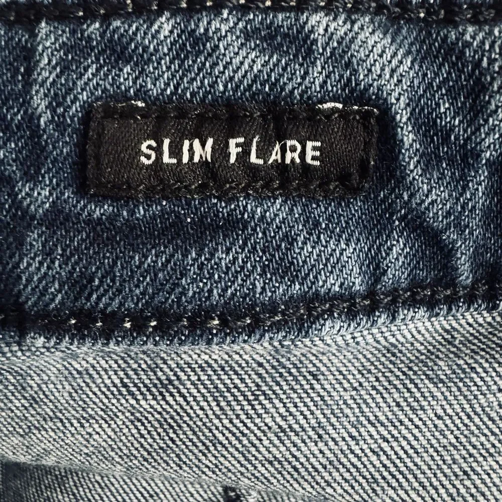 Free Assembly High Rise Slim Flare Jeans 8 (28x30.5) Blue Denim Stretch Womens